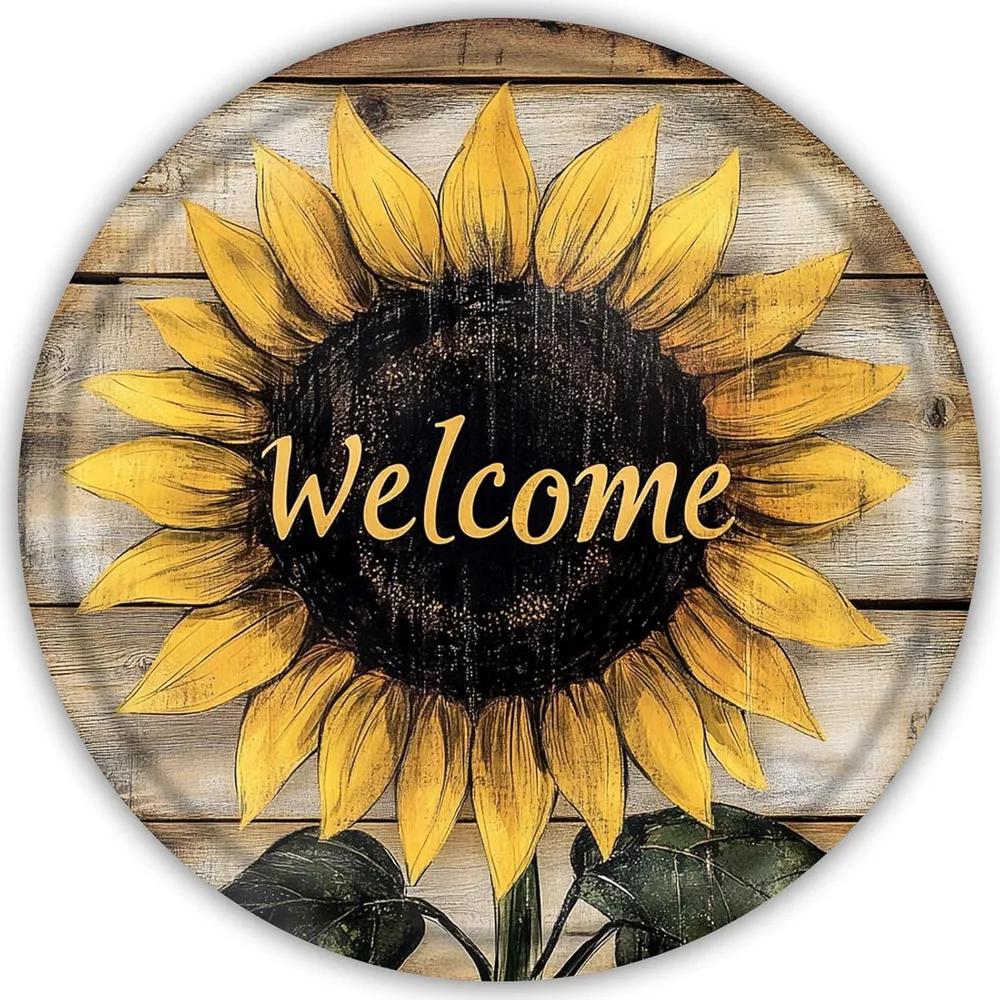 Retro Wild Flowers Butterfly Tin Sign 20x20cm, Rustic Aluminum Wall Art
