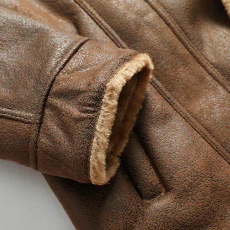 New Fashion Men Diagonal Zipper Leather and Fur Integrated Jackets and Coats Male Fleece Warm Leather Jackets Slim Fit Jaquetas