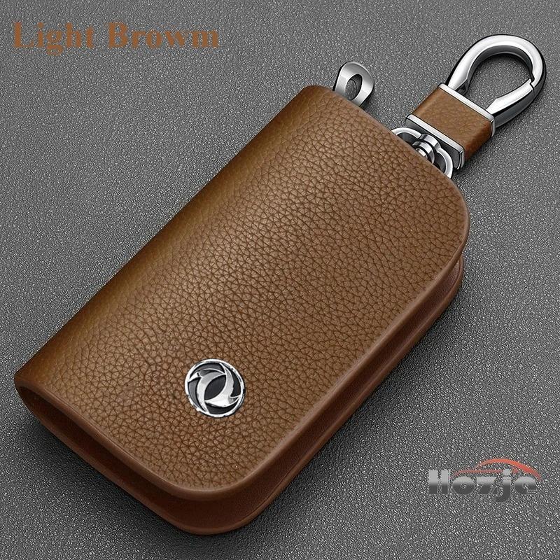Leather Car Key Case Zipper Key Cover For Dongfeng Box Mage Nammi 01 Shine 007 008 Ax7 T5 Evo Huge Rich 6 580 Sx6 Accessories