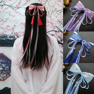 1 Stück Hanfu-Haarschmuck, Haarspange, Schleife, lange Bänder, Kopfschmuck, chinesische Bogen-Haarnadeln