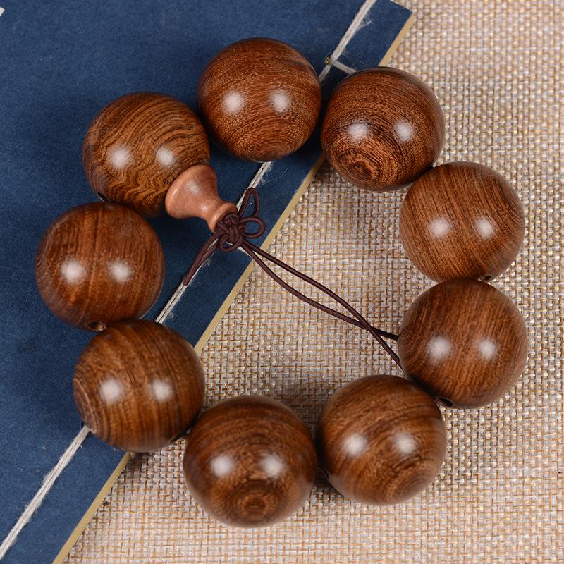 Golden Silk Sandalwood Bracelet 2.0 Old Material Wooden Buddha Bead Bracelet for Men and Women Couples Jewelry Sandalwood Rosary Cultural Play Jewelry