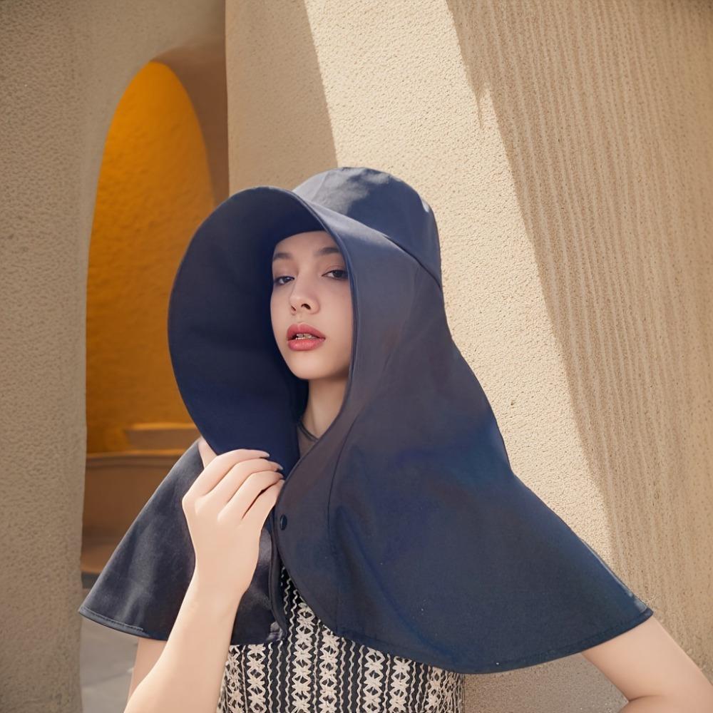 Women's Oversized Sun Brim Hat - Breathable Lightweight Wide Brim Face Neck Ear Protection, for Hiking Travel Beach City Walks