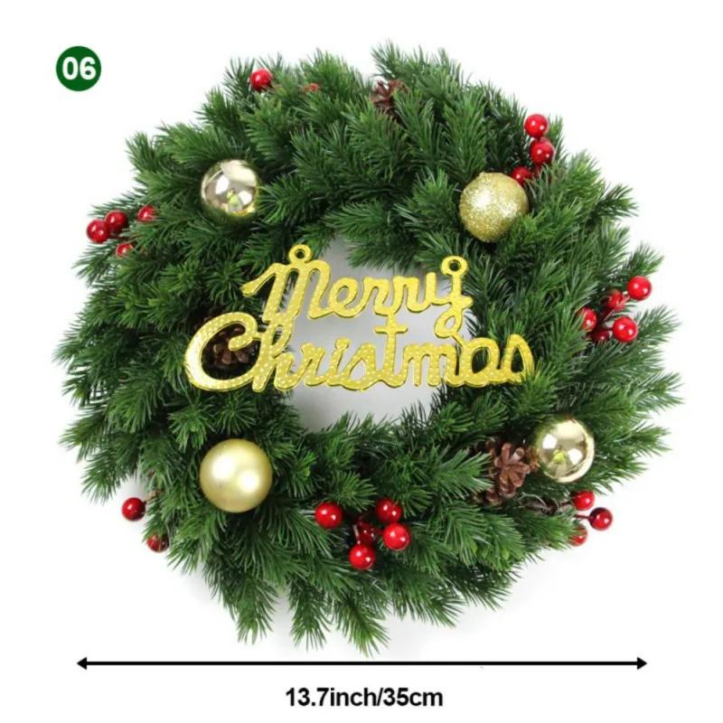 35cm Merry Christmas Wreath Front Door Artificial Pine Needle Snow Garland Christmas Decoration New Year Navidad Home Decor