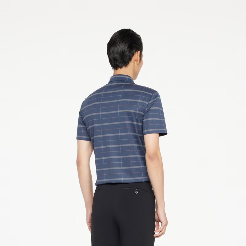 K-Boxing Men's Striped Silk Blend Short Sleeve Shirt BADR2373