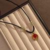 Imitation Agate Safety Buckle Pendant Necklace, Guochao Ancient Style Light Luxury High-End Sense Beaded Woven Necklace