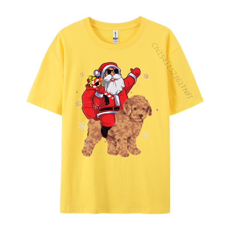 Santa Claus Ride Poodle Dog Christmas Tshirt Student TShirts Unisex Vintage Tee Shirts High Quality Xs Graphic T Shirts