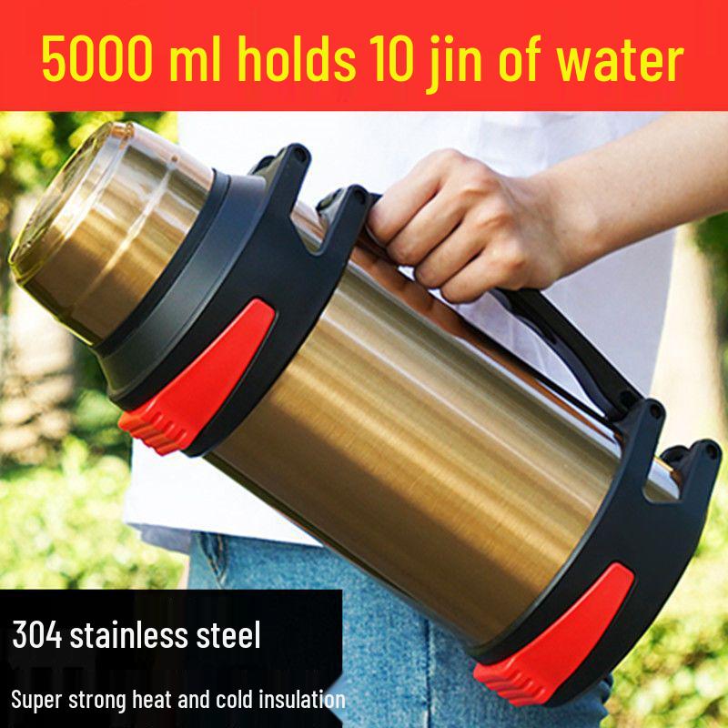 Large Capacity 304 Stainless Steel Vacuum Flask - Men's Portable Insulated Water Bottle for Outdoors and Construction Sites