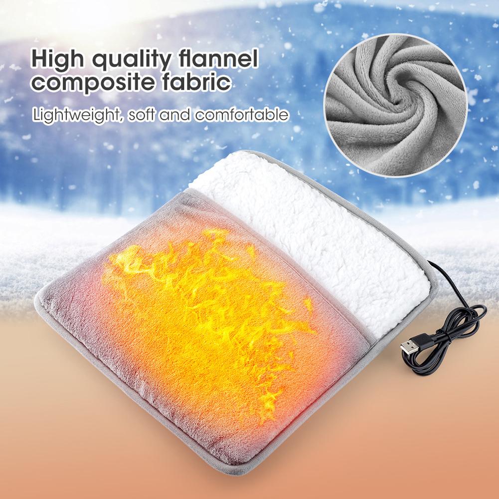 Winter Electric Foot Heating Pad USB Charging Washable Soft Plush Foot Heater Home Office Foot Warming Mat Winter Office Heater