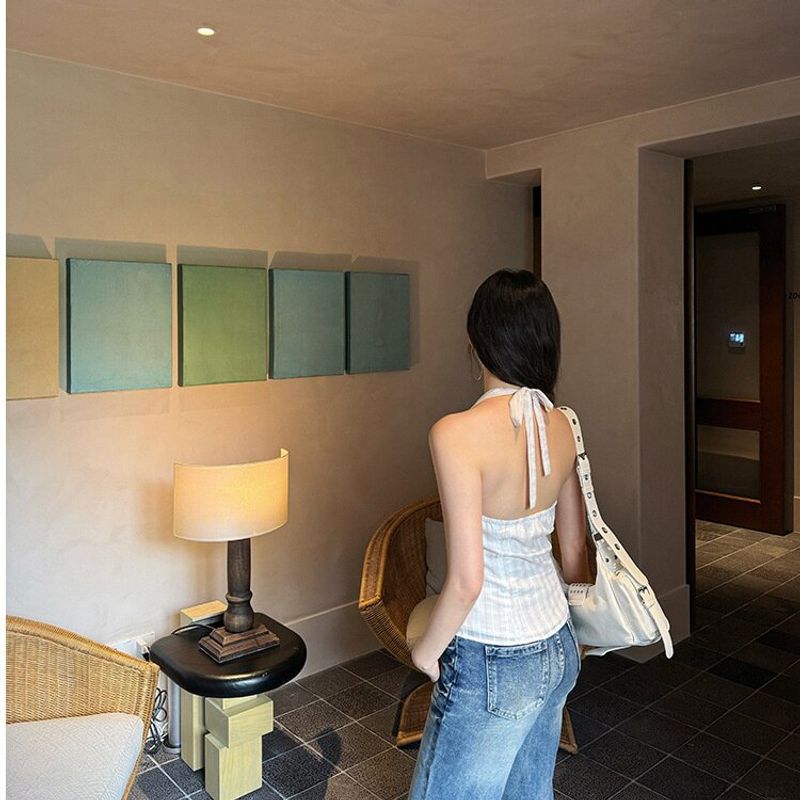 Women's French Retro Pure Desire Style Top, Sexy Summer Backless Lace-Up Camisole, Sweet and Spicy Trendy Beachwear