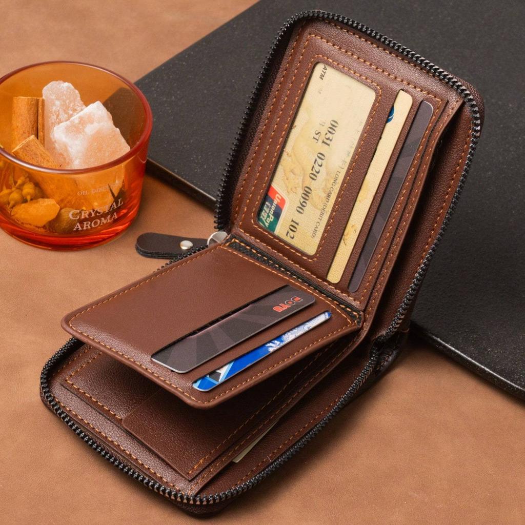 Leder Herren Geldbörse Luxus Herren Geldbörse Männlich Reißverschluss Kartenhalter Mit Münzfach Geldbörsen Geschenke Für Männer Geldbeutel Mini Geldbörse Herren Geldbörse Leder