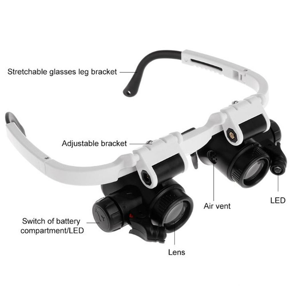 23X Telescope Magnifier with Dual LED Light Flexible Head-Mounted Magnifying Glass for Reading Books Newspaper