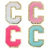 4Pcs Chenille Letters Patches Embroidery Iron On Letters Patch Appliques For Clothing Sticker Diy Accessories Large Size: 8.2Cm