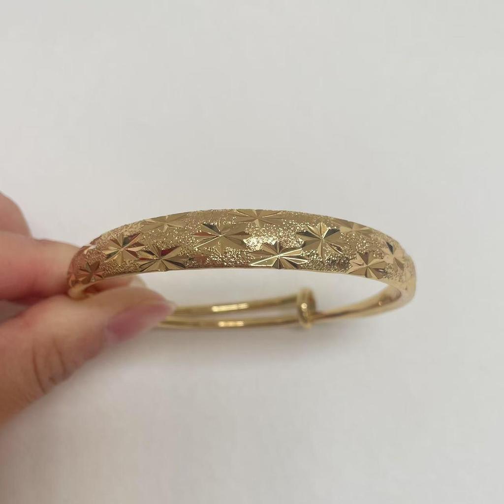 Bracelet Jonc Large en Laiton Plaqué Or Ciel Étoilé Push-Pull