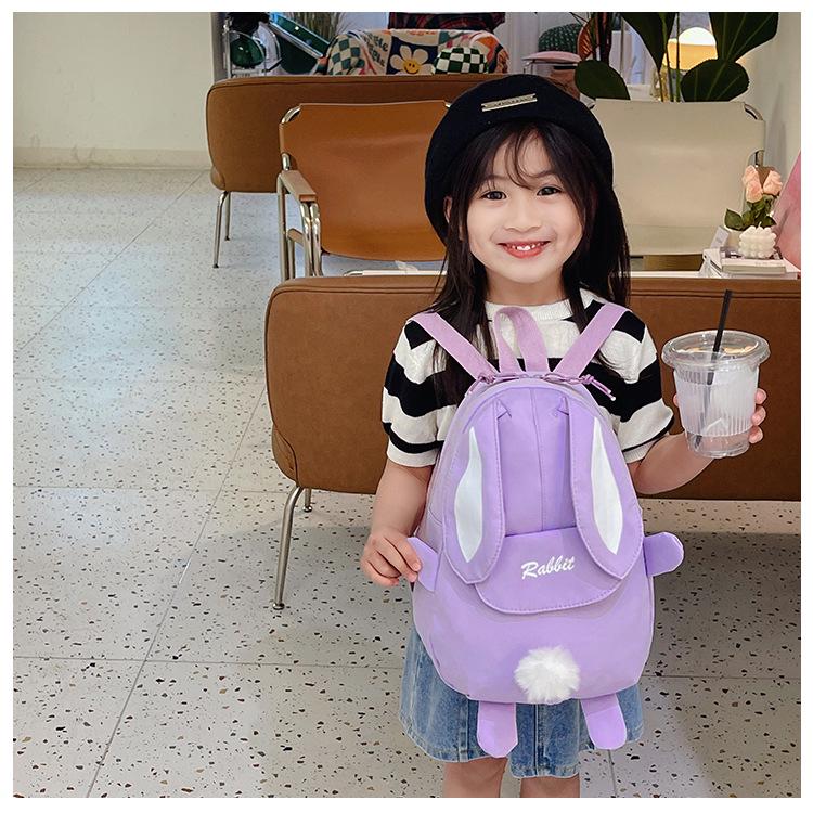 Girls' Cute Rabbit Backpack - Korean Style, Double Shoulder School Bag