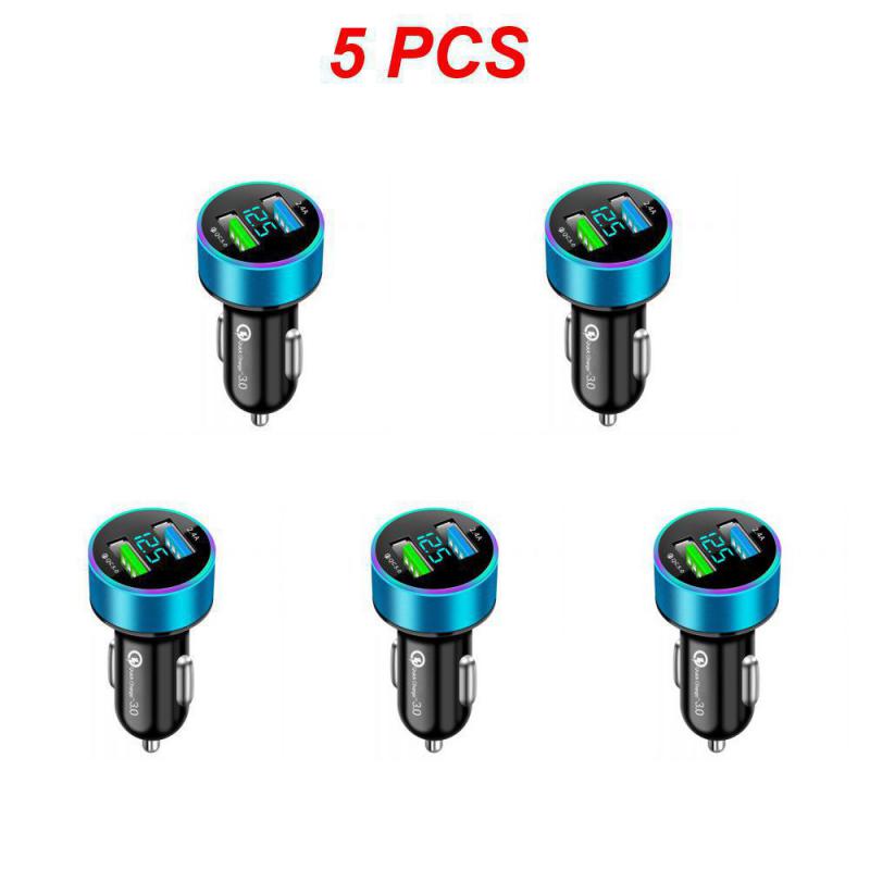 1/3/5PCS Car Charger Universal Multifunctional Dual Usb Digital Display Car Accessories Car Charger Adapter Portable