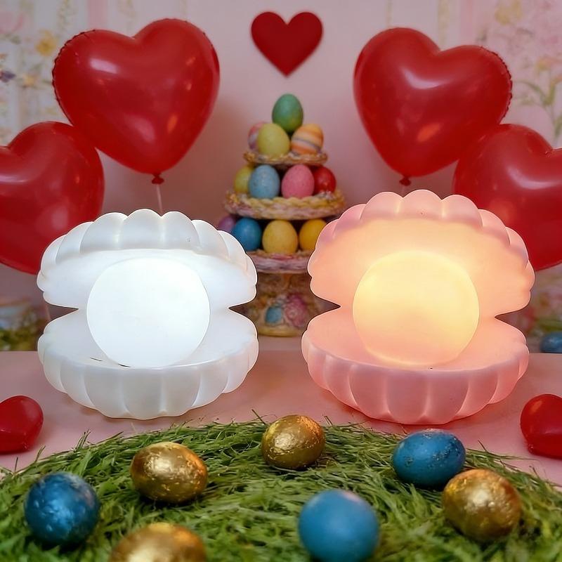 1PC Ocean Shell Statue Light, Ornament Light, Easter Shell Creative Light, Shell Night Light Plastic Shell Desktop Decorative Light