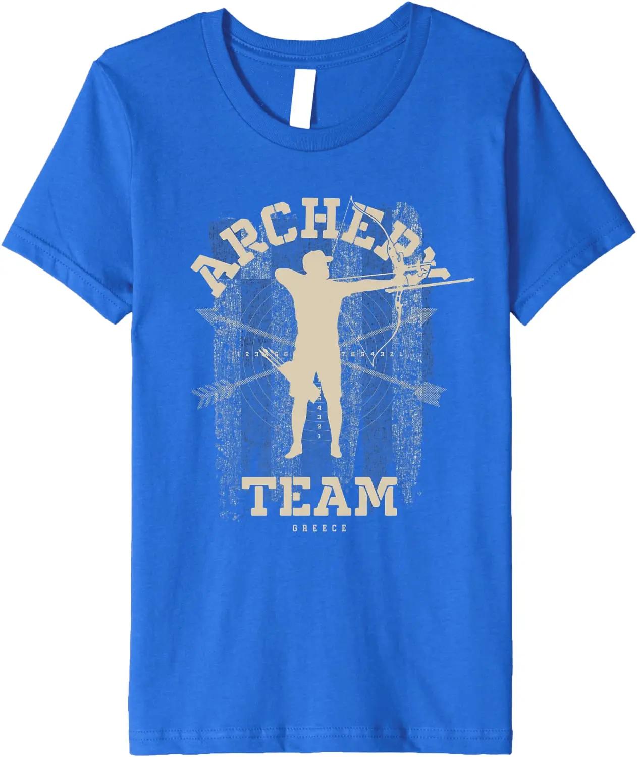 Greece Archery Team Sports Greek Flag Bow Arrow TShirt 100 Cotton ONeck Summer Short Sleeve Casual Unisexs Tshirt Size S3XL S