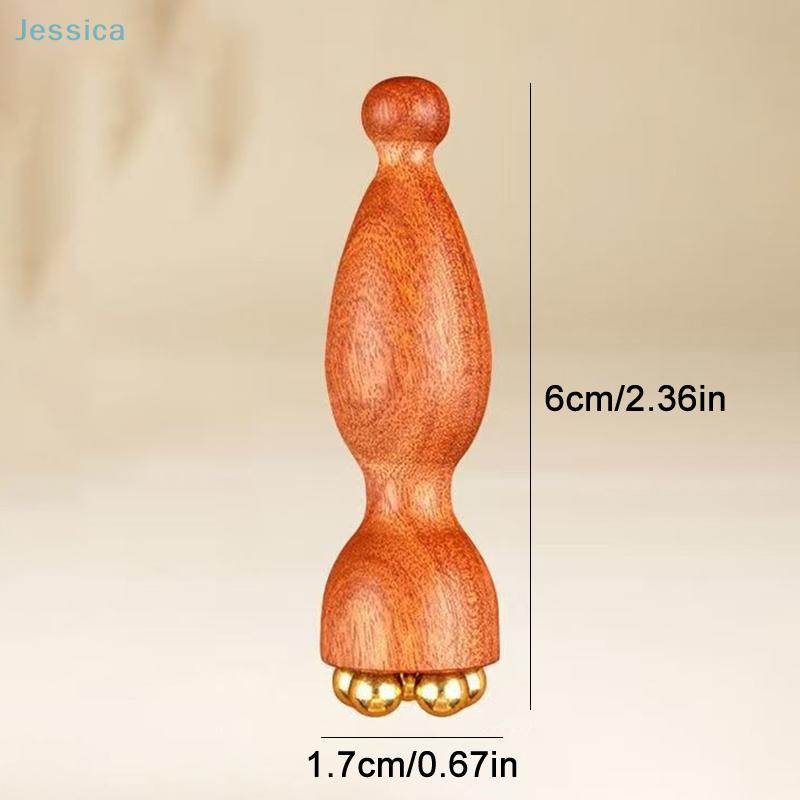 Brass Bead Lotus Pod Rosewood Handle Facial Gua Sha Tool Eye Relaxation Spot Meridians Acupoint Massage