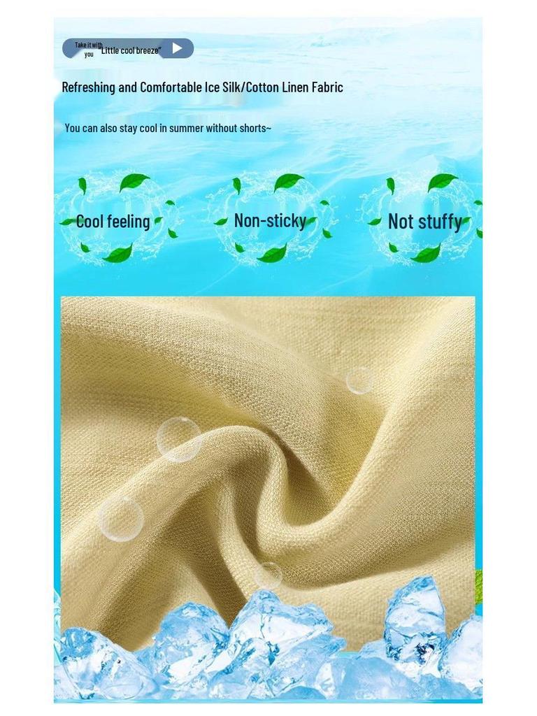 Women's High-Waist Silk Scarf Ribbon Wide-Leg Pants - Summer Cotton Linen Drape