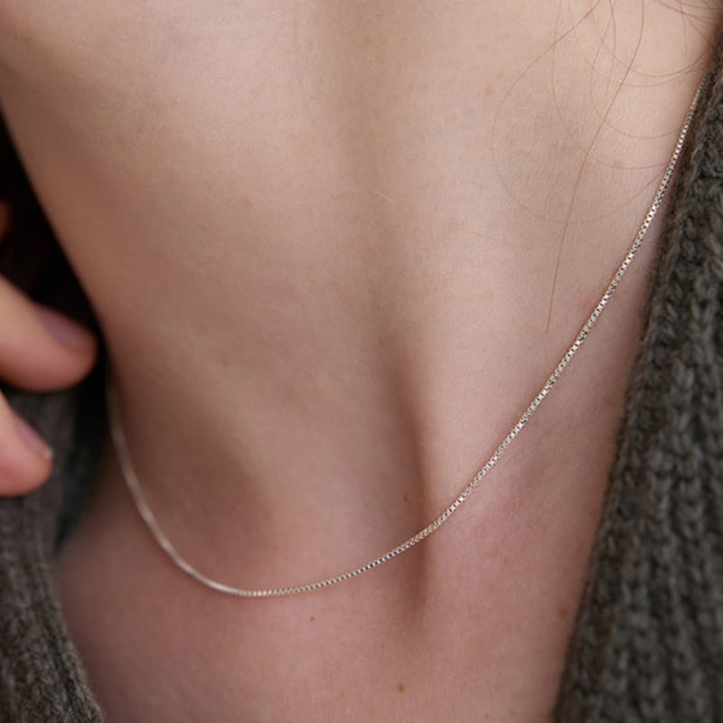 PAIGEFLYNN JEWELRY [925 Silver] Minimal Box Chain Necklace