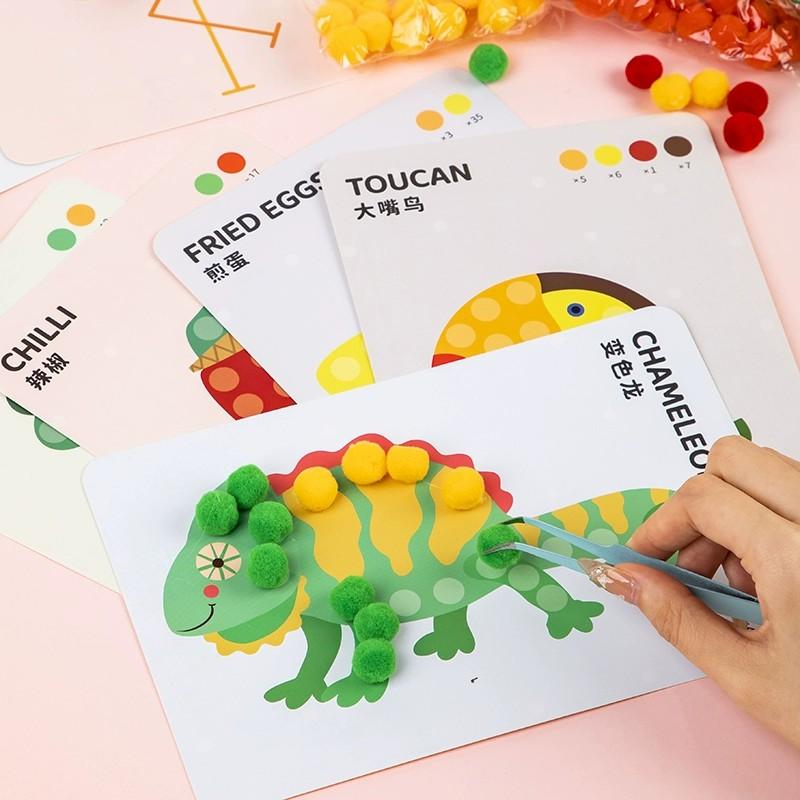 Children Furry Ball Paste Painting Toy Gift Idea DO IT YOURSELF Production Material Packaging Creativity Plush Ball Children's Handicraft Playthings