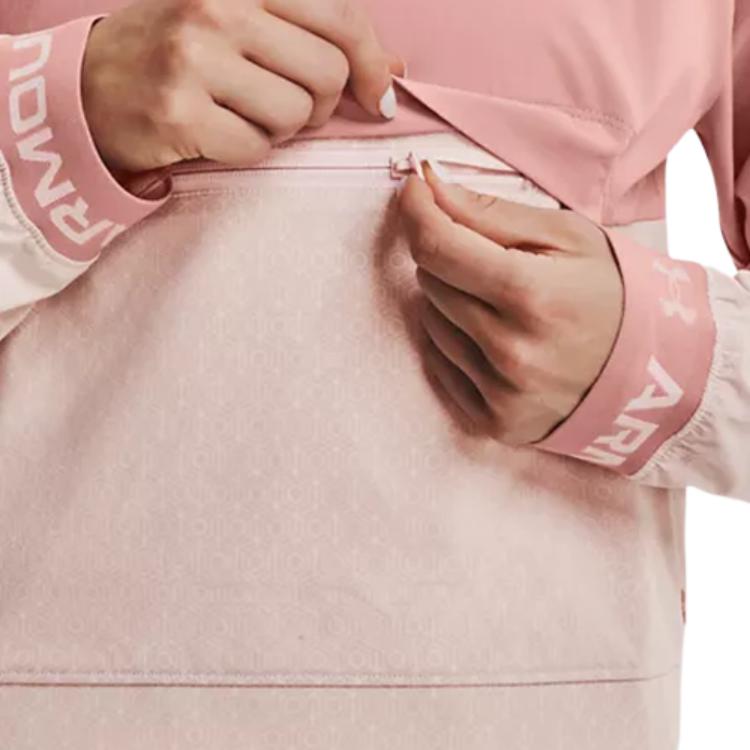 Under Armour Recover Double Zipper Colorblock Sports Stand Collar Jacket Women Jacket Clay-Pink 1357478-663