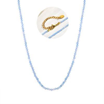 Unique Colored Natural Stone Necklace,Women's Stainless Steel OT Buckle Bead Chain Necklaces,Fashion Jewelry Gifts