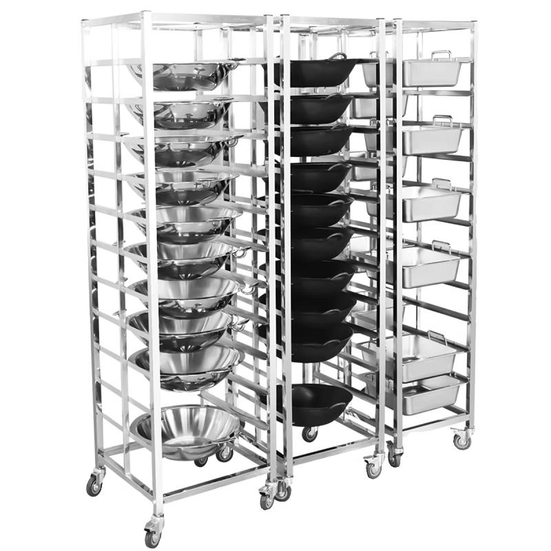 Commercial 10-Tier Stainless Steel Hot Pot Serving Cart