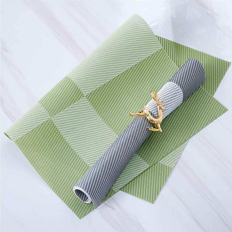 Set of 6 PVC Placemats Plastic Wipe Clean Heat Resistant Woven Vinyl Non Slip Washable Rectangle For Dinner Table Wedding Decor
