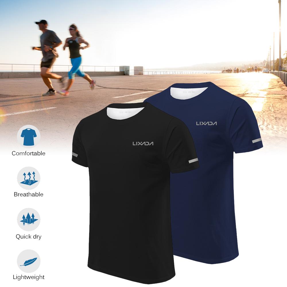 Lixada Men Secagem Rápida Manga Curta Camiseta Respirável Corrida Ciclismo Corrida Esportes Fitness
