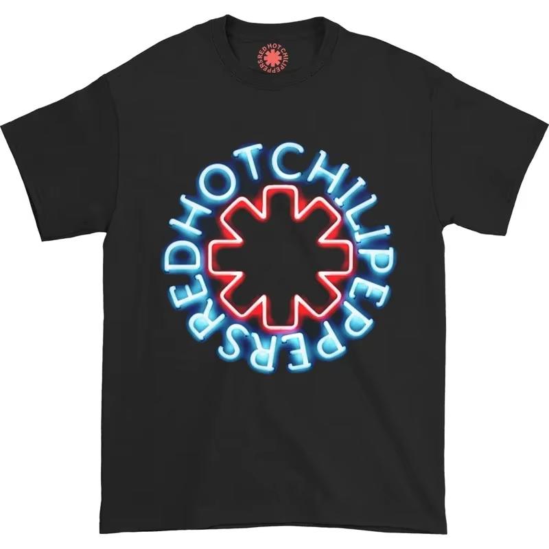 Black White Tshirt Red Hot Chili Peppers Men Cartoon Cool Funny Men Women Harajuku Short-Sleeve Loose Breathable Tops Tees