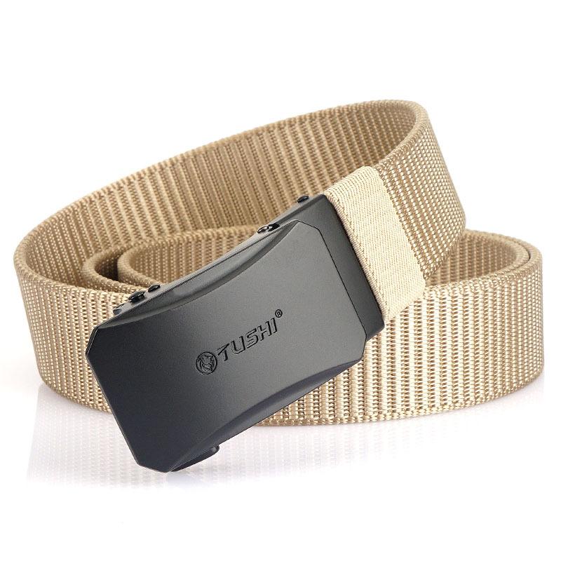 New Men'S Commuting Belt With Automatic Buckle Nylon Waistband, Outdoor Leisure Versatile Double-Layer Thick Belt