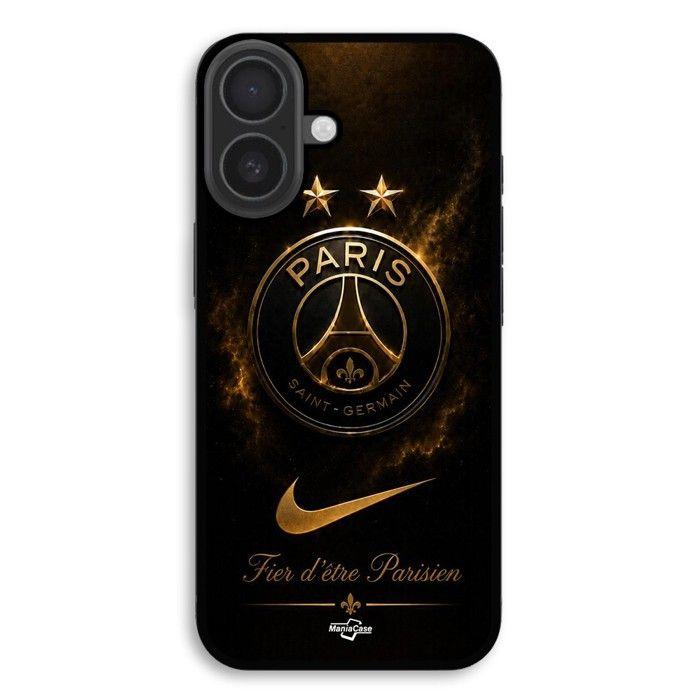 Hülle Für iPhone 16 PSG Doppelmeister und stolz, schwarz und golden Maniacase schwarz
