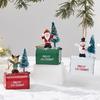 Christmas Mailbox Ornament Metal Mailbox Hanging Decoration with 3D Snowman Santa Elk Tree Figurine Iron Art Letter Box for Tree Home Decor