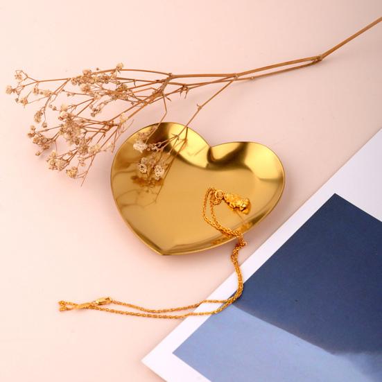 Jewelry Tray Polished Mirror Surface Stainless Steel Heart Shape Ring Necklace Earrings Display Dish Household Supplies