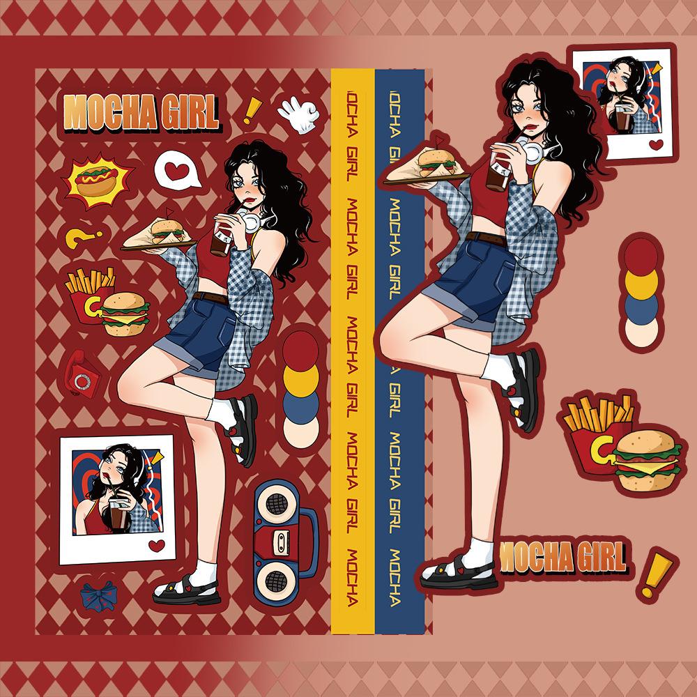 8 Loli Girl Guka Character Stickers DIY Hand Account Small Card Mobile Case Decoration Korean Ins