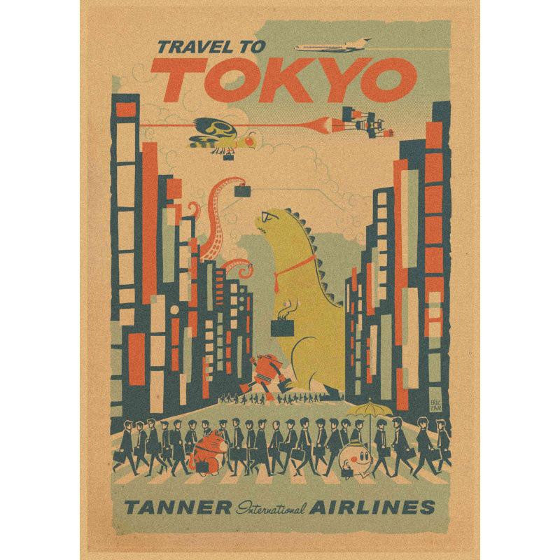 

Large Japanese Scenery Retro Poster for Sushi Restaurant Izakaya Decor Yellow Kraft Paper (No Glue) 30X42 cm