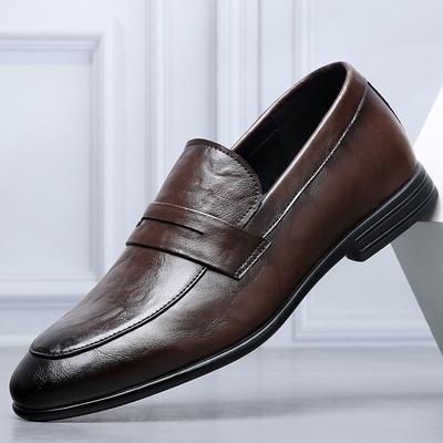 Fashion British Style Leather Mens Casual Dress Shoes Antiskid Business Loafers Fashion Wedding Dress Flats Outdoor Driving Walking Shoe