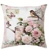 Vintage Floral Boho Farmhouse Pillow Covers Pink Roses Daisies Hydrangeas Decorative Cushion Covers For Sofa Bedroom Home Decor