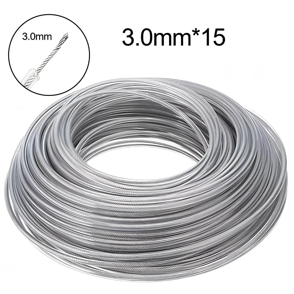 Nylon and Steel Wire Grass Trimmer Line 5m/10m/15m*2.4mm/2.7mm/3mm Trimmer Rope  Garden Maintenance