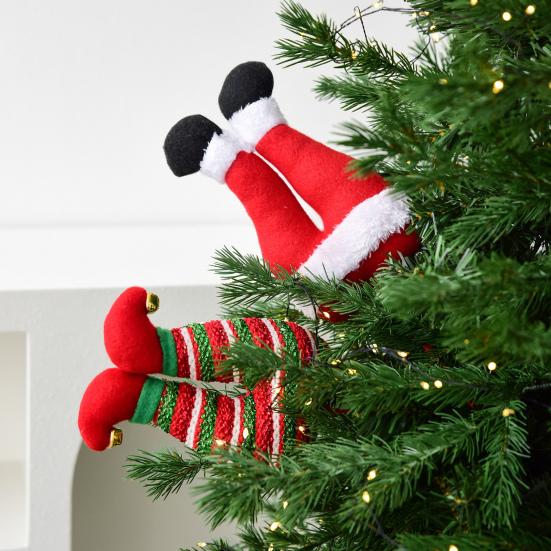 Elfí noha Vánoční stromek Zápichy 3D Dekorativní Větvičky s Barevnými Pruhy Snadno Vložit Elfí Noha Dekorace na Vánoční Stromeček Věnec a Sváteční Výstavu