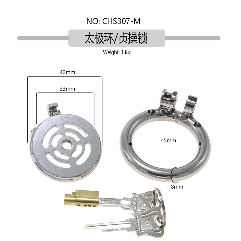 New Stainless Steel Flat Lock Chastity Cleaner CB Fake Mother Device Penis Cage Taiji Mesh Sex Toys