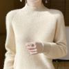 Heavyweight Women's Thickened Wool Sweater, Half-High Neck, Western Style, 2025 Loose Knitwear.