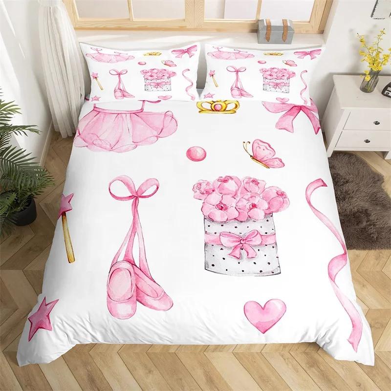 Comforter Ballet Ballerina Rose Flower Bedding Set Cute Little Dancers Comforter Twin King For Girl Gymnastics Lover