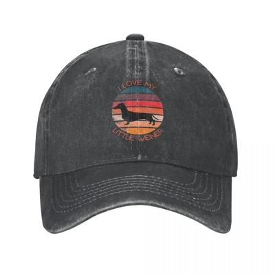 Vintage Ich Liebe Meinen Kleinen Dackel Dachshund Baseballkappen für Männer Frauen Used Gewaschene Sonnenkappe Outdoor Reise Geschenk Hut