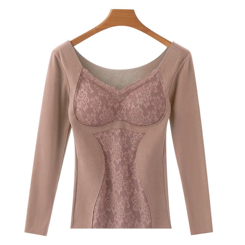 Women's Double-Sided German Velvet Thermal Top: Seamless, Thickened, Self-Heating, Chest-Padded, Warm Long-Sleeve Shirt for Autumn