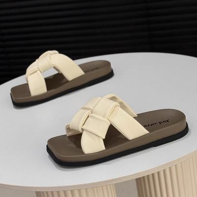Boken Tofflor för dam sommar exklusiv fransk mode strandskor havet enradiga flip-flops