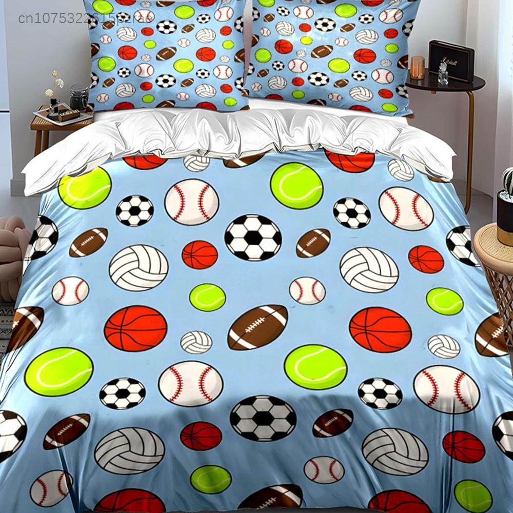Sports Ball Pattern Set Multiple Sizes kid's And adults' Bedroom Exquisite 3PC Bedding set, Gift