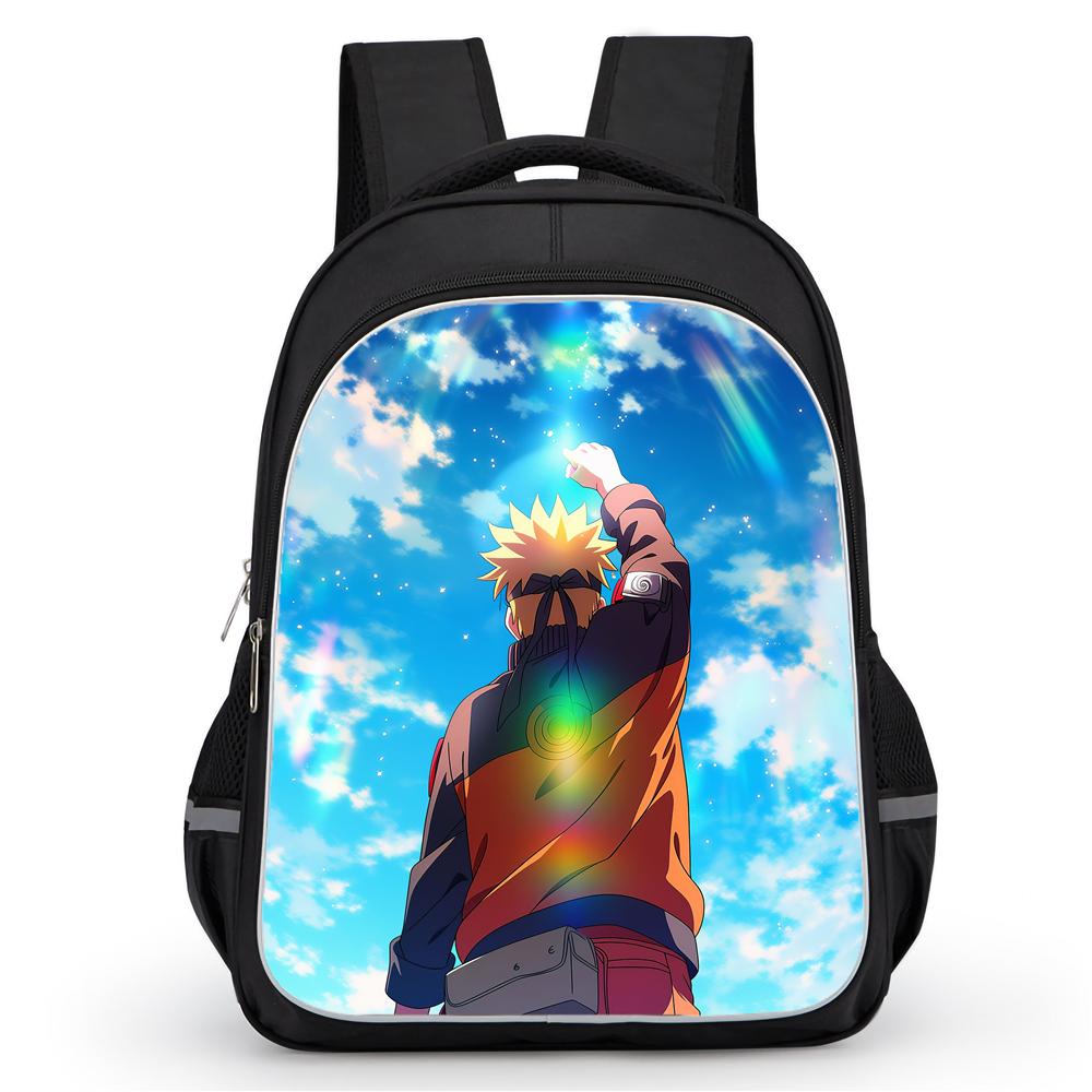 Dual Zipper Pockets, NARUTO Design Suitable For Boys&Girls, Durable 16-inch Lightweight Kids Cartoon Student Backpack Age 5-10.