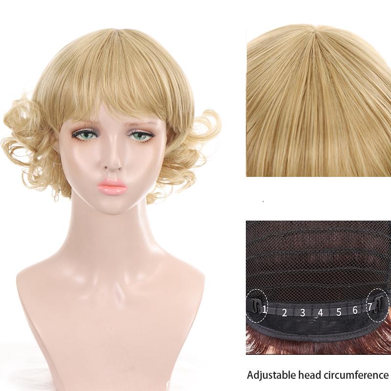 Synthetische kurze Perücke 25 cm/10 Zoll dunkelbraunes lockiges Haar Mode Simulation Kopfhaut Frauen Perücken